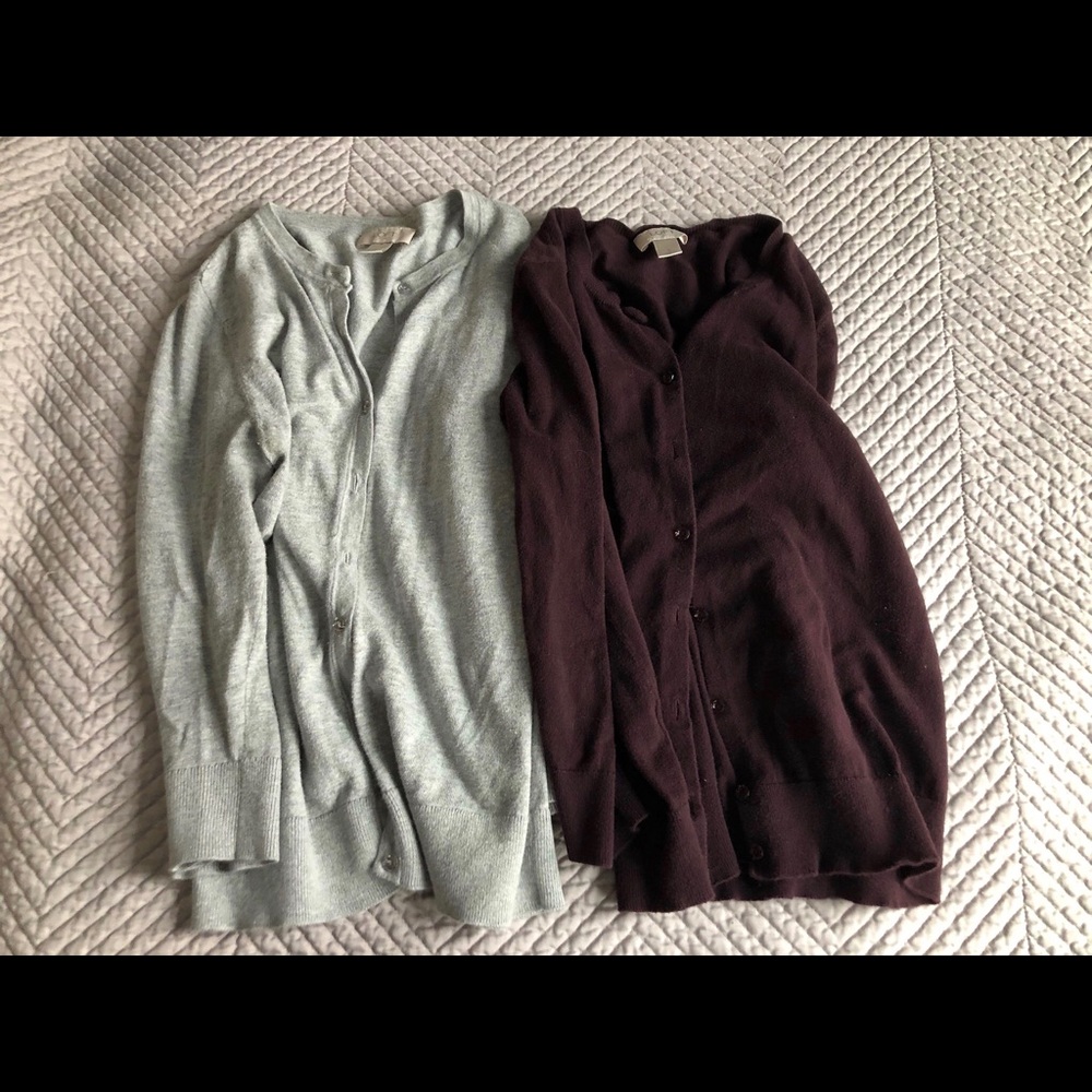 Loft Bundle! 2 cardigans, plum and grey S